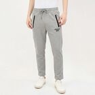 Men's Grey Slim Fit Printed Track Pants, Melange Light Grey, small