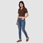 Women Brown Polo Neck Polo T-Shirt, भूरा, small
