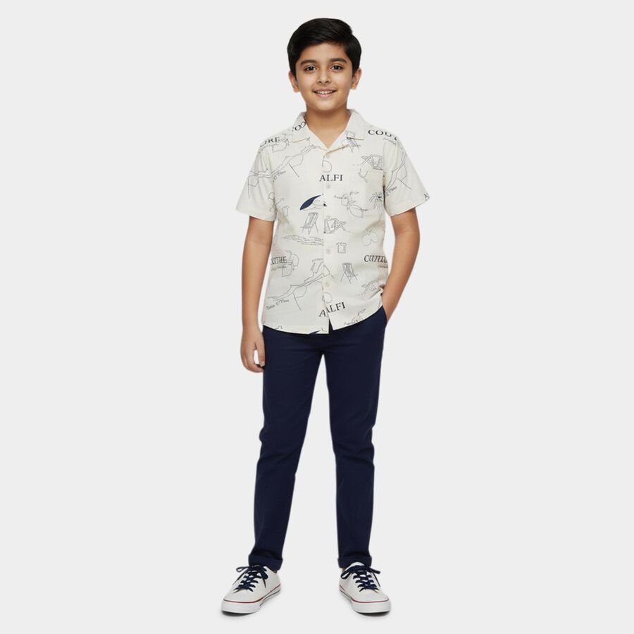 Boys Off-White Cotton Classic Casual Shirt, Off White, large