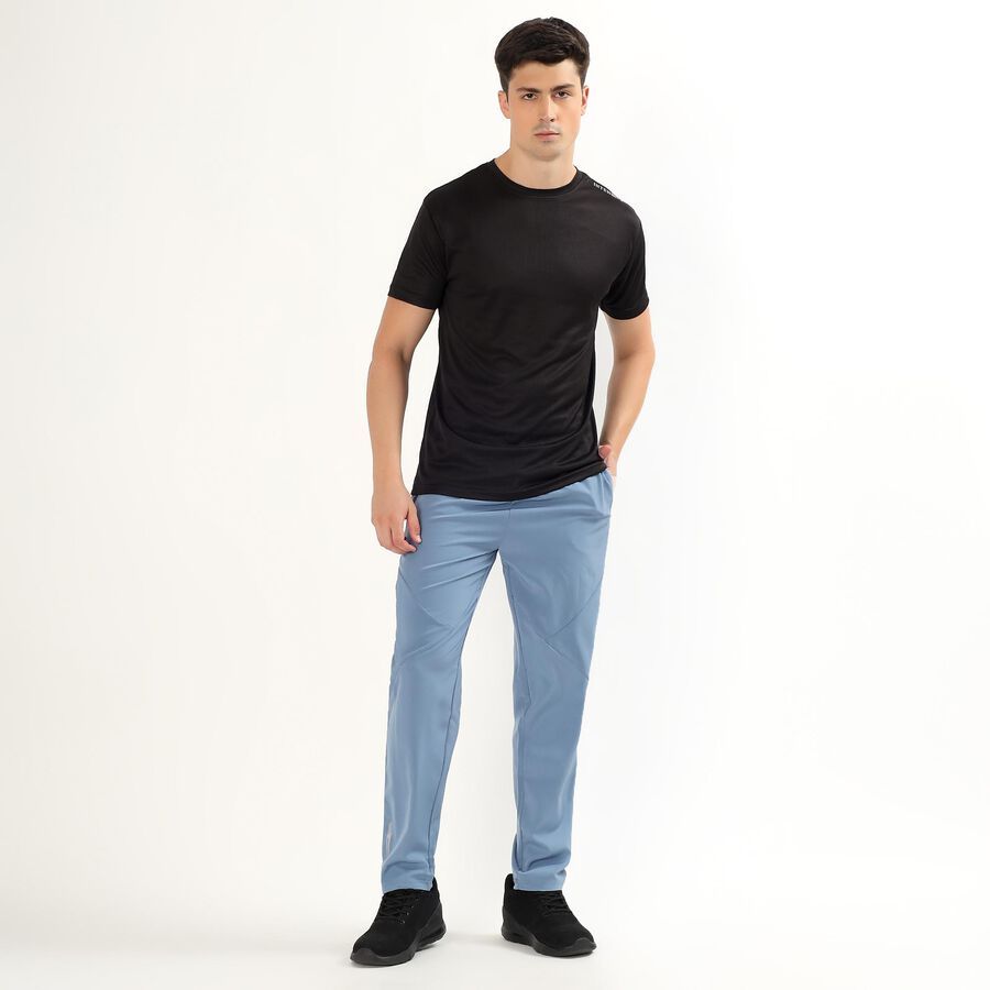 Men's Light Steel Blue Regular Fit Reflective Detail Track Pants, मध्यम नीला, large image number null