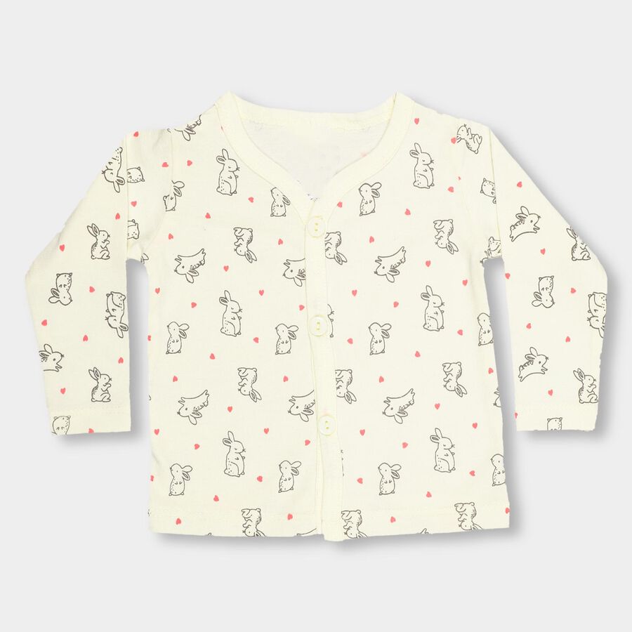 Infants' Soft Yellow Cotton V-Neck Casual T-Shirt, पीला, large image number null