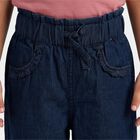 Girls' Navy Blue Straight Fit Embroidered Jeans, गहरा नीला, small