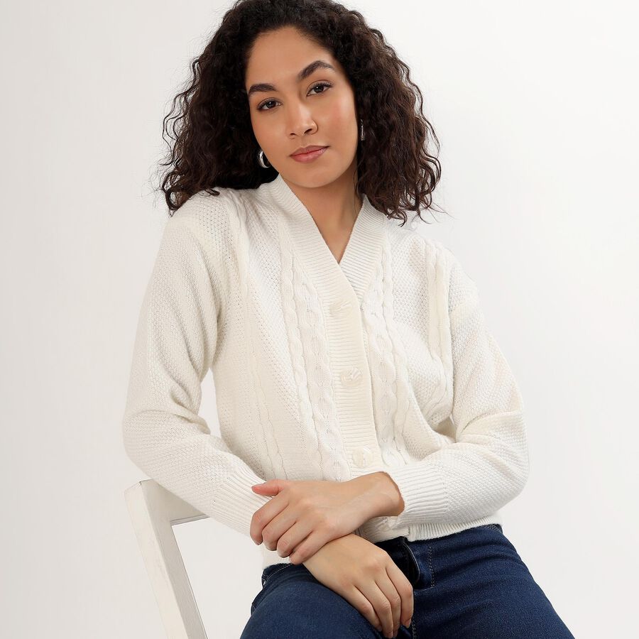 Ladies' Cardigan, White, large image number null