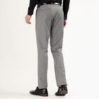 Men's Light Grey Slim Fit Flat-Front Formal Trousers, Light Grey, small