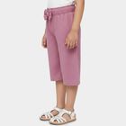 Girls' Pink Relaxed-Fit Textured Bow Detail Capri, Pink, small