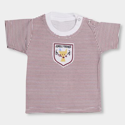 Infant Bright Cherry Red Cotton Round Neck Casual T-Shirt