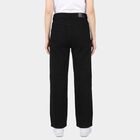 Women's Black Straight Fit Solid Jeans, काला, small