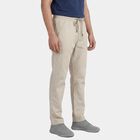 Men's Beige Slim Fit Flat-Front Casual Trousers, Beige, small