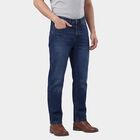 Men's Blue Slim Fit Washed Jeans, Dark Blue, small