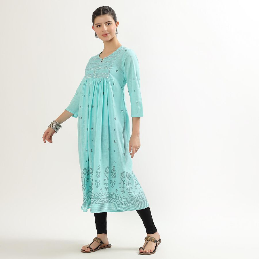 Ladies' 100% Cotton Kurta , Aqua, large image number null