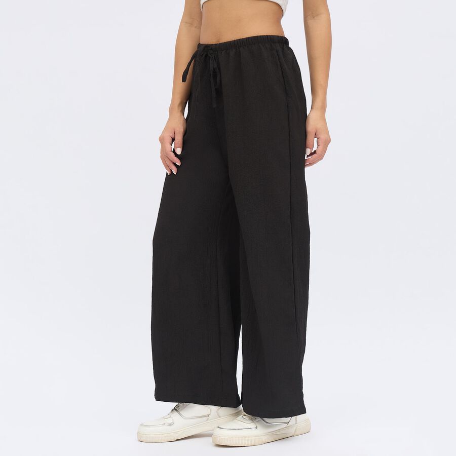 Women's Jet Black Balloon Fit Solid Harem Pants, Black, large image number null