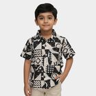 Boys' White Cotton Half Sleeve Classic Collar Casual Shirt, Charcoal, small