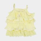 Girls Yellow Round Neck Casual T-Shirt, Yellow, small