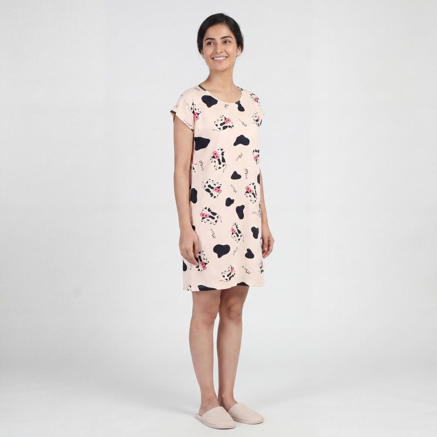 Women's Pink Nighty, हल्का गुलाबी, large