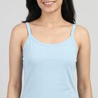 Women's Light Blue Cotton Scoop Neck Minimalist Slip, हल्का नीला, small