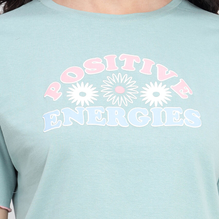 Cotton Round Neck T-Shirt, Light Green, large image number null