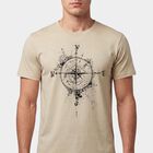 Men's Beige Round Neck Casual T-Shirt, Beige, small