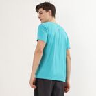 Men's Bright Turquoise Crew Neck Athleisure T-Shirt, Teal Blue, small