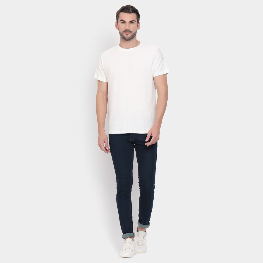 Men's 100% Cotton Round Neck Half Sleeves T-Shirt , White, large image number null