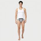 Men's Grey Regular Fit Sports Briefs, मिश्रित हल्का ग्रे, small
