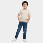 Boys Beige Round Neck Casual Half Sleeve T-Shirt, Beige, small