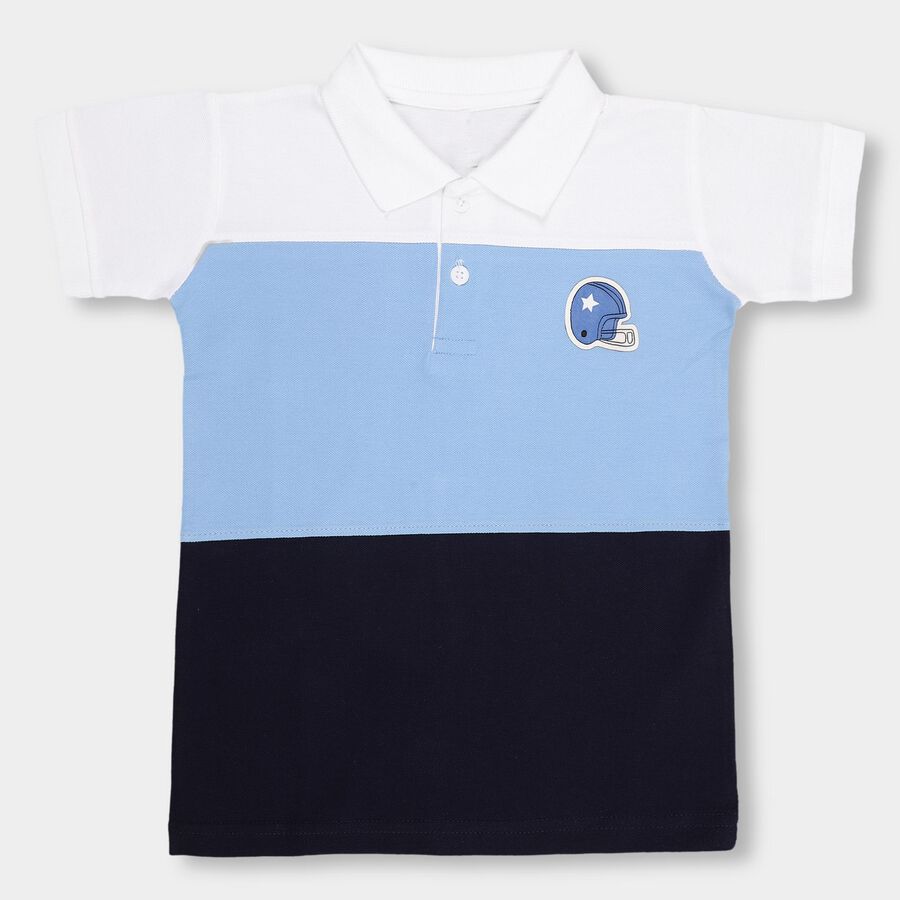 Boys' 100% Cotton Half Sleeves T-Shirt, हल्का नीला, large image number null