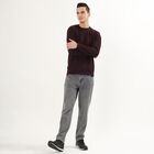 Men's Deep Burgundy Crew Neck Textured Sweatshirt, Wine, small image number null