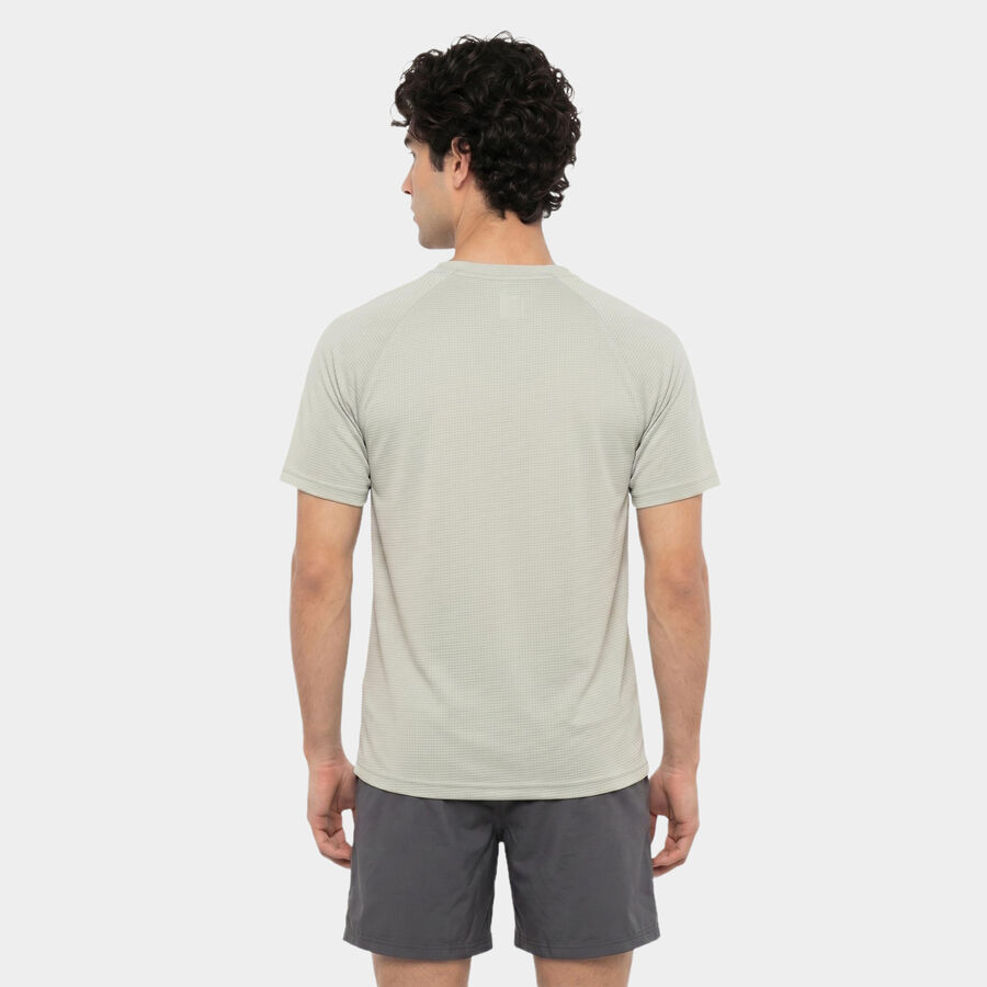 Men's Grey Round Neck Regular Drifit T-Shirt, Light Grey, large