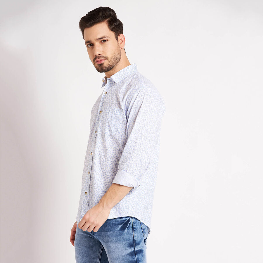 Cotton Printed Casual Shirt, Light Blue, large image number null
