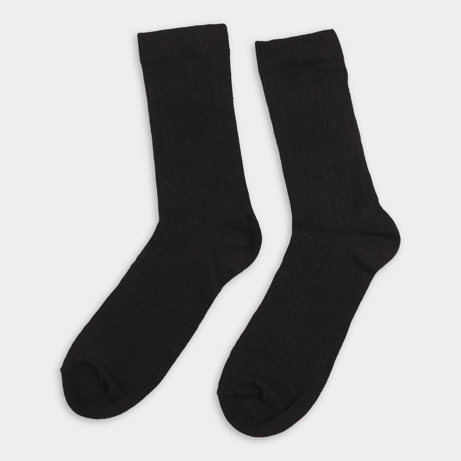 Men's Rich Brown and Jet Black Regular Fit Ribbed Style Pack of 2 Socks, Black, large
