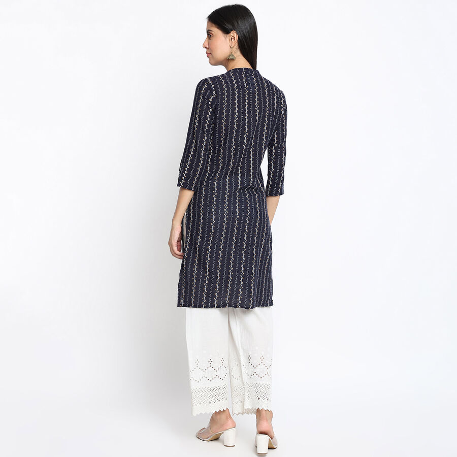 Cotton Printed Kurta, Navy Blue, large image number null