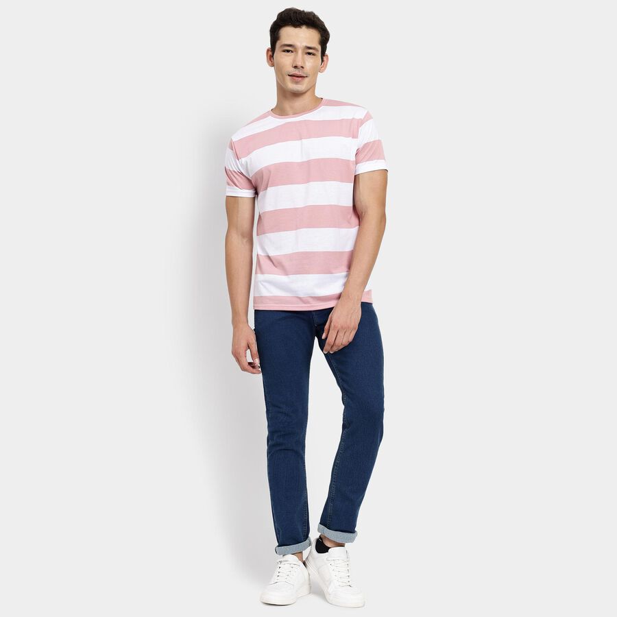 Men's Round Neck Half Sleeves T-Shirt, हल्का गुलाबी, large image number null