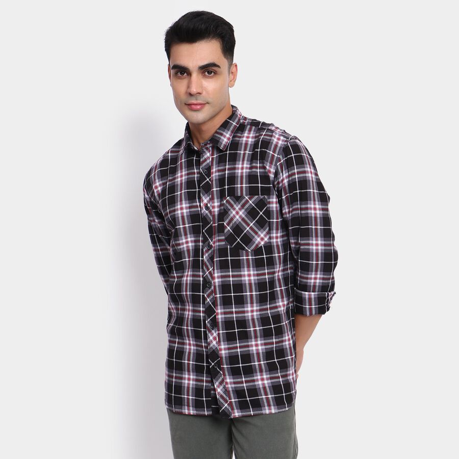 Men's 100% Cotton Casual Shirt, Black, large image number null