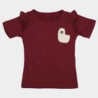 Girls Purple Cotton Round Neck Regular T-Shirt, बैंगनी, small