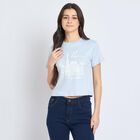 Ladies' 100% Cotton Crop  Top, Blue, small