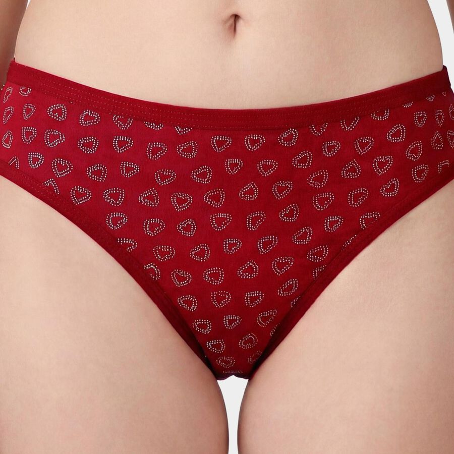 Women's Red Regular Fit Cotton Panty, Red, large