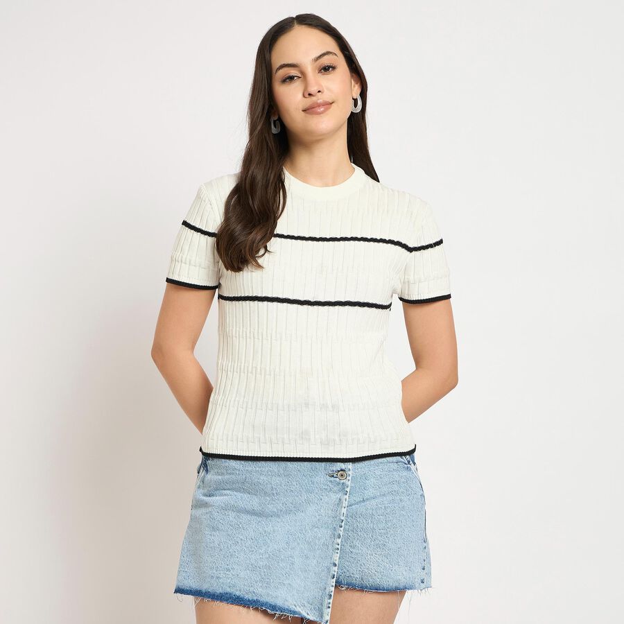 Ladies' 100% Cotton Crop  Top, सफ़ेद, large image number null