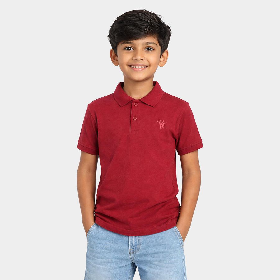Boys Pink Round Neck Casual Boys T-Shirt, गुलाबी, large