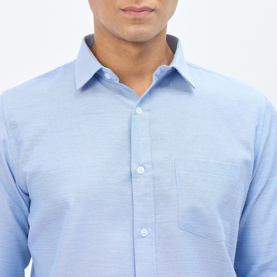 Men's Light Blue Spread Collar Formal Shirt, हल्का नीला, large