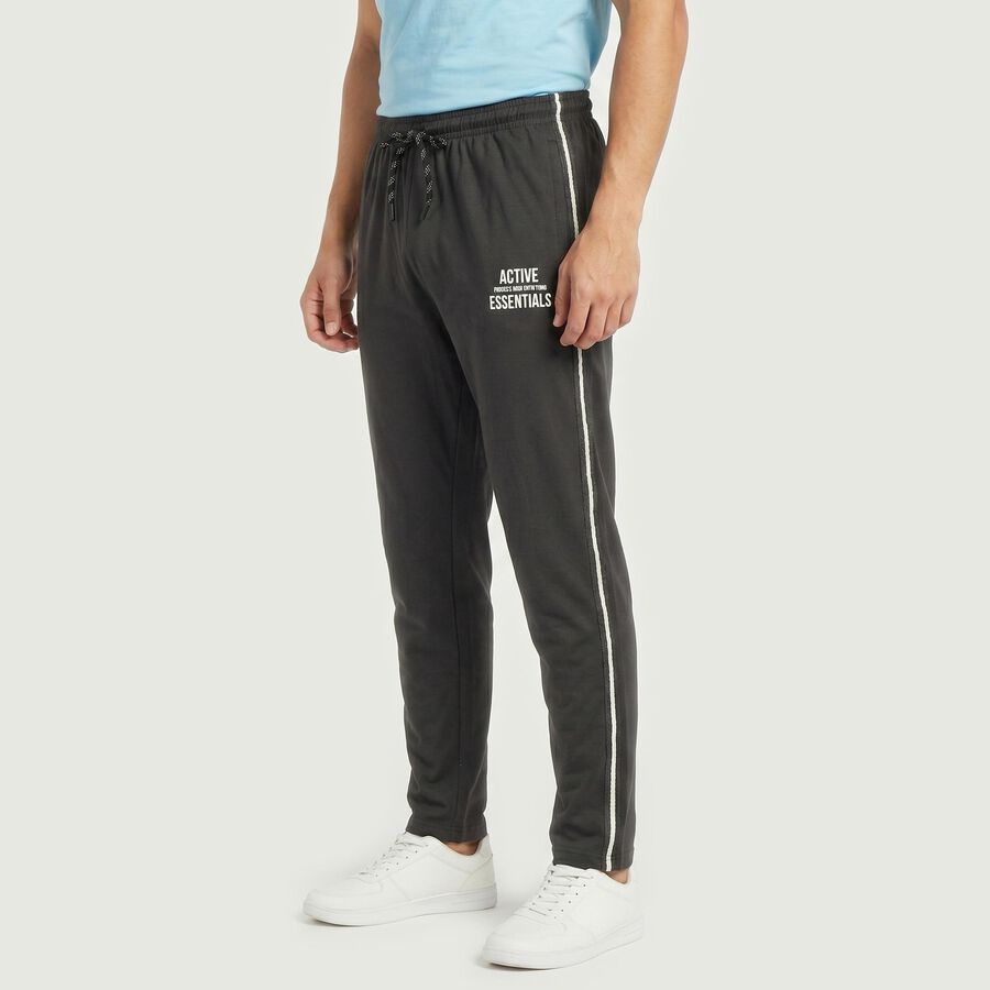 Men's Dark Grey Jogger Fit Side-Striped Track Pants, Dark Grey, large