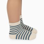Infants Muted Teal and Cream Regular Fit Striped and Embroidered Socks Pack of 2, टील ब्लू, small image number null