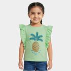 Girls' Mint Green Round Neck Regular T-Shirt, Light Green, small