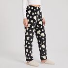 Women's Black Straight Fit Heart Pyjama, Black, small