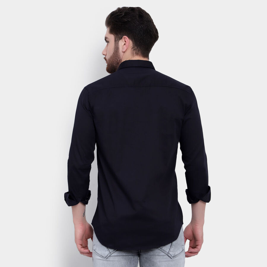 Cotton Solid Casual Shirt, Navy Blue, large image number null