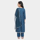 Girls Navy Blue Round Neck Fusion Set Upper and Bottom Set, नेवी ब्लू, small