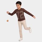 Boys Brown Crew Neck Regular T-Shirt, भूरा, small