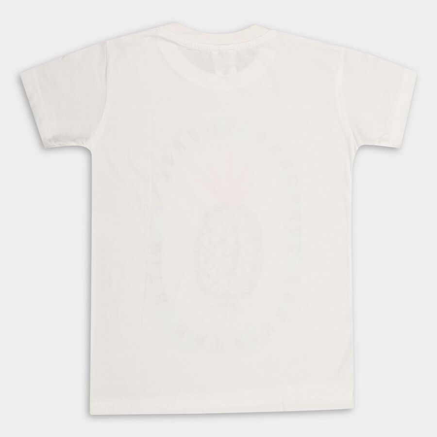 Boys' 100% Cotton Half Sleeves T-Shirt , Off White, large image number null