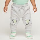 Infants Light Heather Grey Crocodile Embroidered Cotton Blend Pyjama, मिश्रित हल्का ग्रे, small image number null