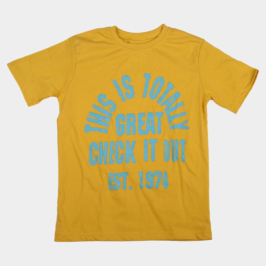 Boys' Half Sleeves T-Shirt, मस्टर्ड, large