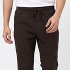 Men's Brown Straight Fit Zip Pocket Track Pants, Brown, small